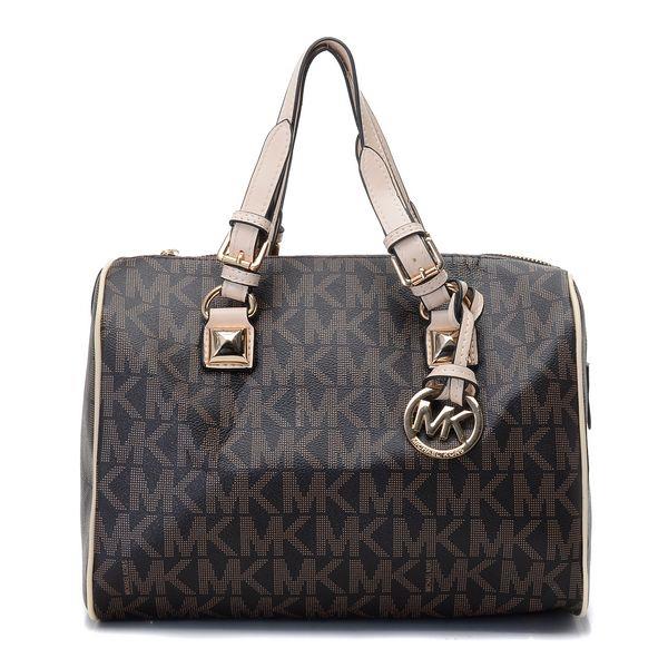 michael kors gråson medium logo satchel brun Virkelig Billig 7tiab